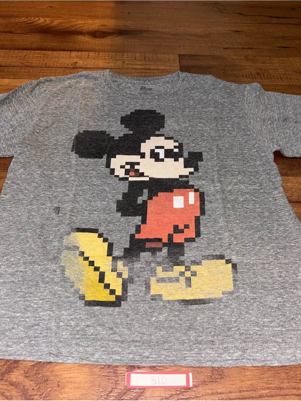 Disney Pixel Mickey Mouse 8-Bit Gamer Graphic T-Shirt Grey Size L